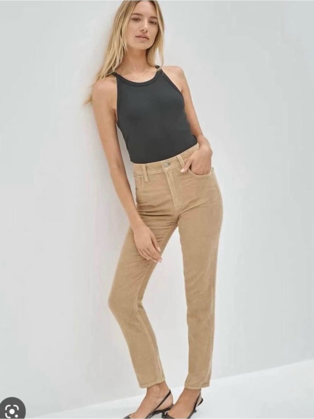 Aritzia Denim Forum Yoko High Rise Corduroy in Camel Size 25